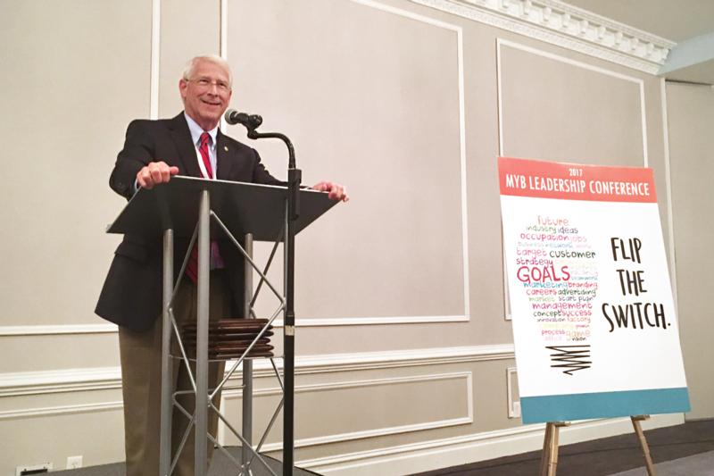 U.S. Senator Roger Wicker, R-Miss., speaks to the Young Bankers Leadership Conference luncheon in Jackson, Miss. 